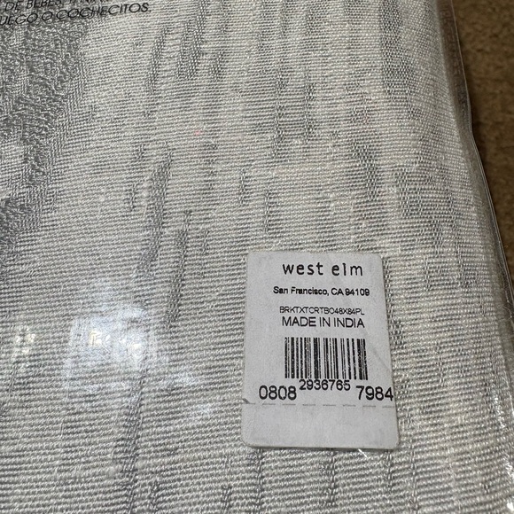 NWT West Elm bark texture jacquard curtain panel grey silver 48x84 - Picture 2 of 8